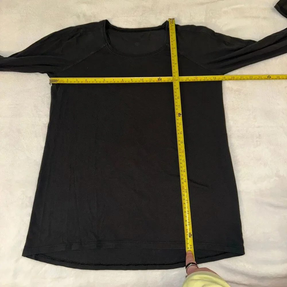 Lululemon Womens Emerald Style Long Sleeve Shirt Solid Black Gently Worn No Size